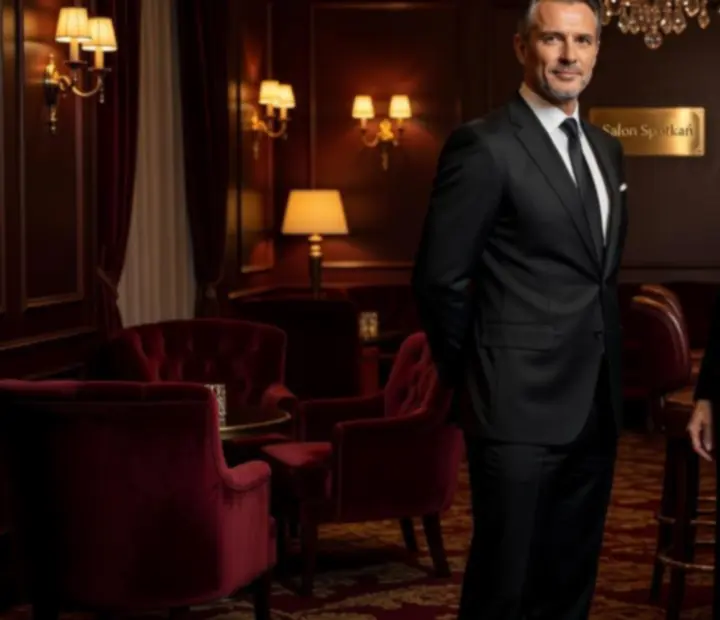 Lider Salon Spotkań w eleganckim, nastrojowym wnętrzu wieczornego salonu